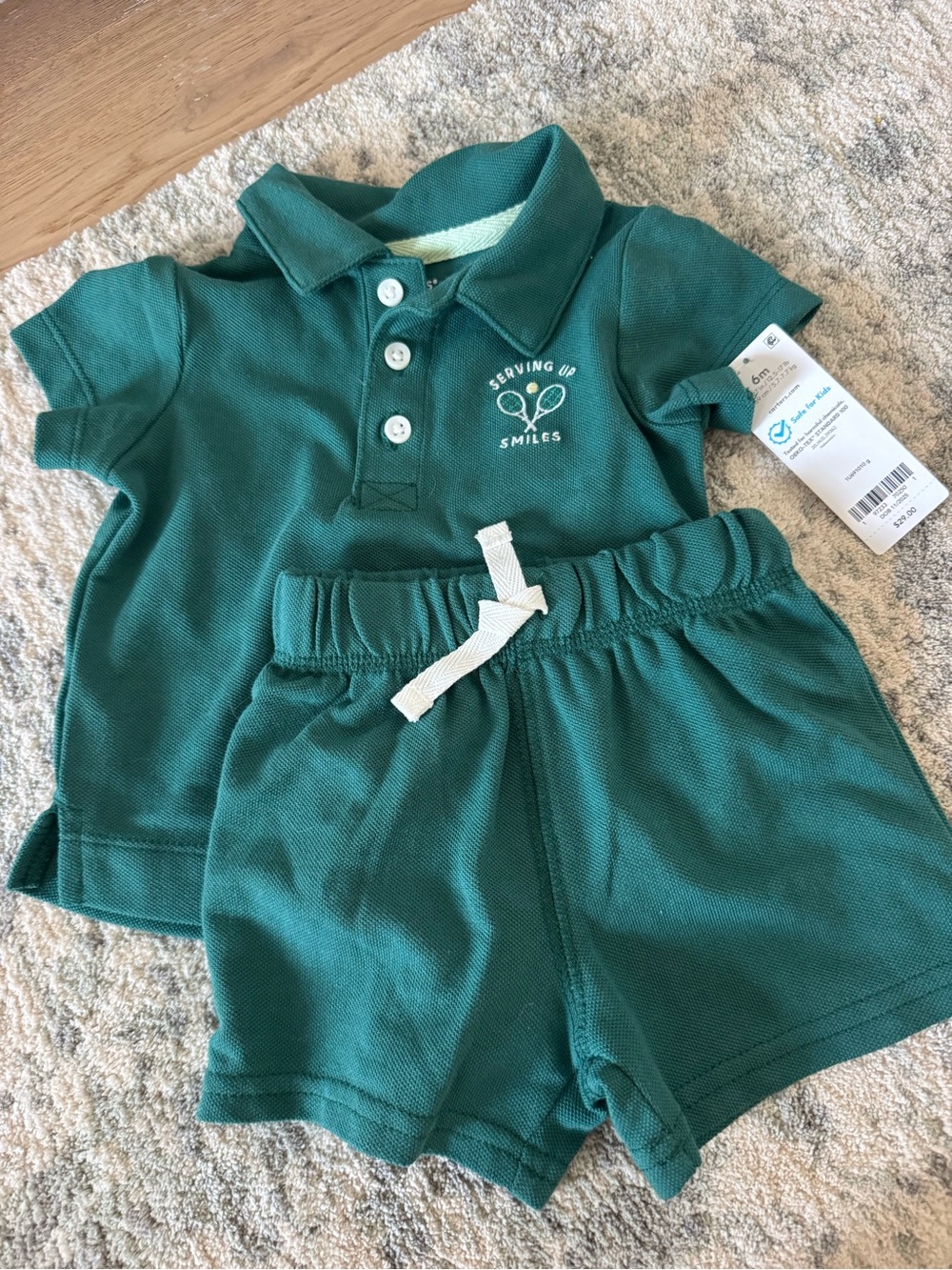 Carter’s Serving Up Smiles Green Polo Shirt & Shorts Set - Kids 6 month